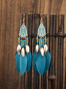 1 par de pendientes vintage de plumas de pollo