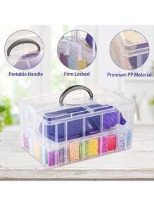 2-Layer Diamond Painting Storage Container Set, 88-Slot Transparent Stackable Bead Storage Box With Diamond Painting Accessories And Tools For DIY Diamond Art Jewelry Bead Storage