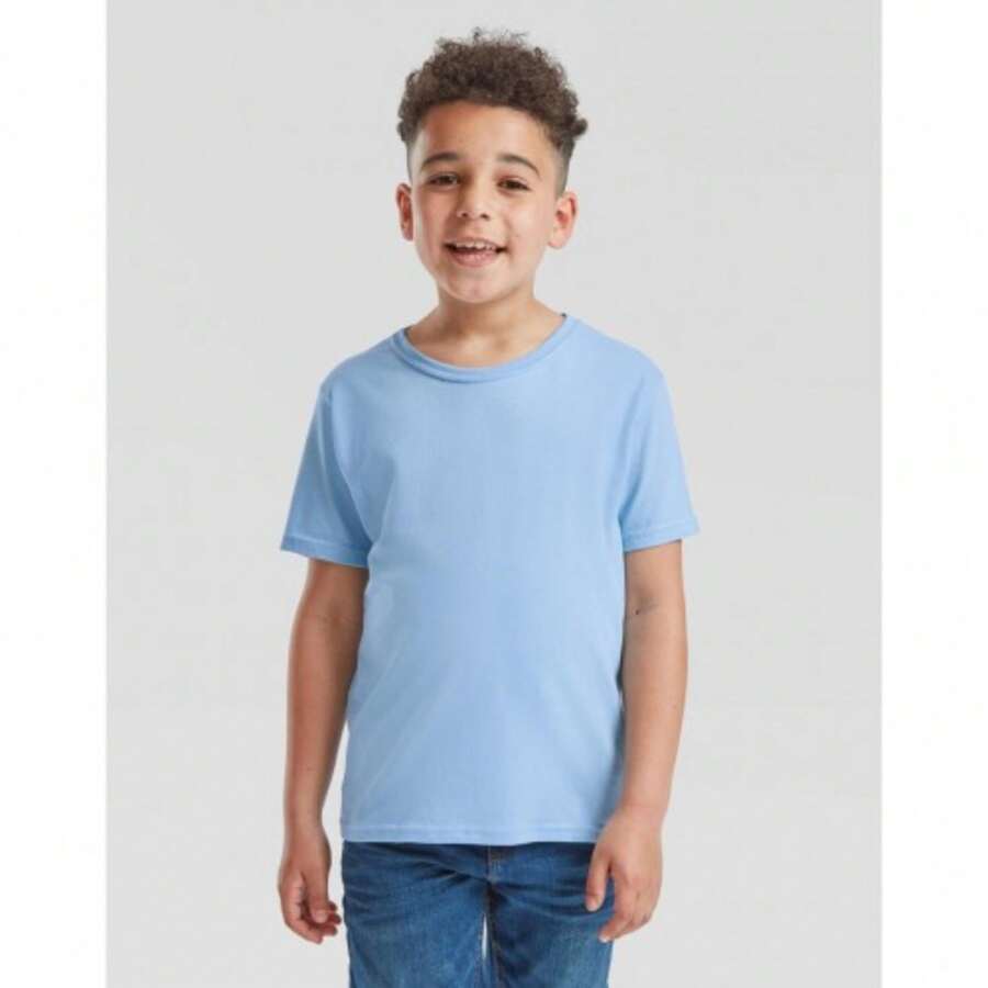 Fruit of the Loom Childrens/Kids Iconic 150 Plain TShirt (Azure Blue) - 150gsm 100% Combed Ringspun Cotton - 藍色 - 查看 1