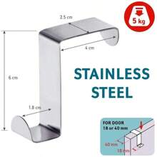 1Pcs Drawer Hook Stainless Steel Reversible Over Door Cabinet Cupboard Door Towel Hanger Holder Hook Rack For Office Kitchen - Apricot - View 7