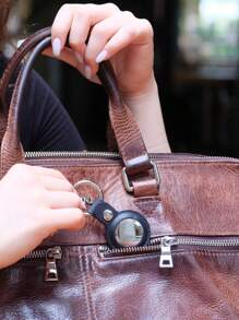 Personalized AirTag Holder, Custom AirTag Keychain, Vegan Leather AirTag Keychain, Custom AirTag Case, Connected Gift For Men, Couple Gift - Multicolor - View 8