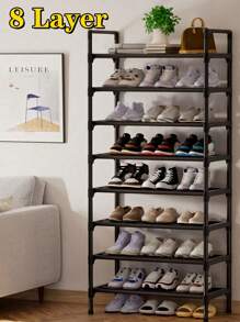 1 sapateira de metal preta simples de 8/6 camadas, largura aproximada de 23 polegadas, economia de espaço, minimalista à prova de poeira, resistente, elegante, fácil de montar/desmontar, portátil, adequada para sala de estar, quarto, entrada, escritório, casa, armazenamento multicamadas, presente de Natal, armazenamento de sapatos de pano para presente infantil, requisitos para uma casa aconchegante