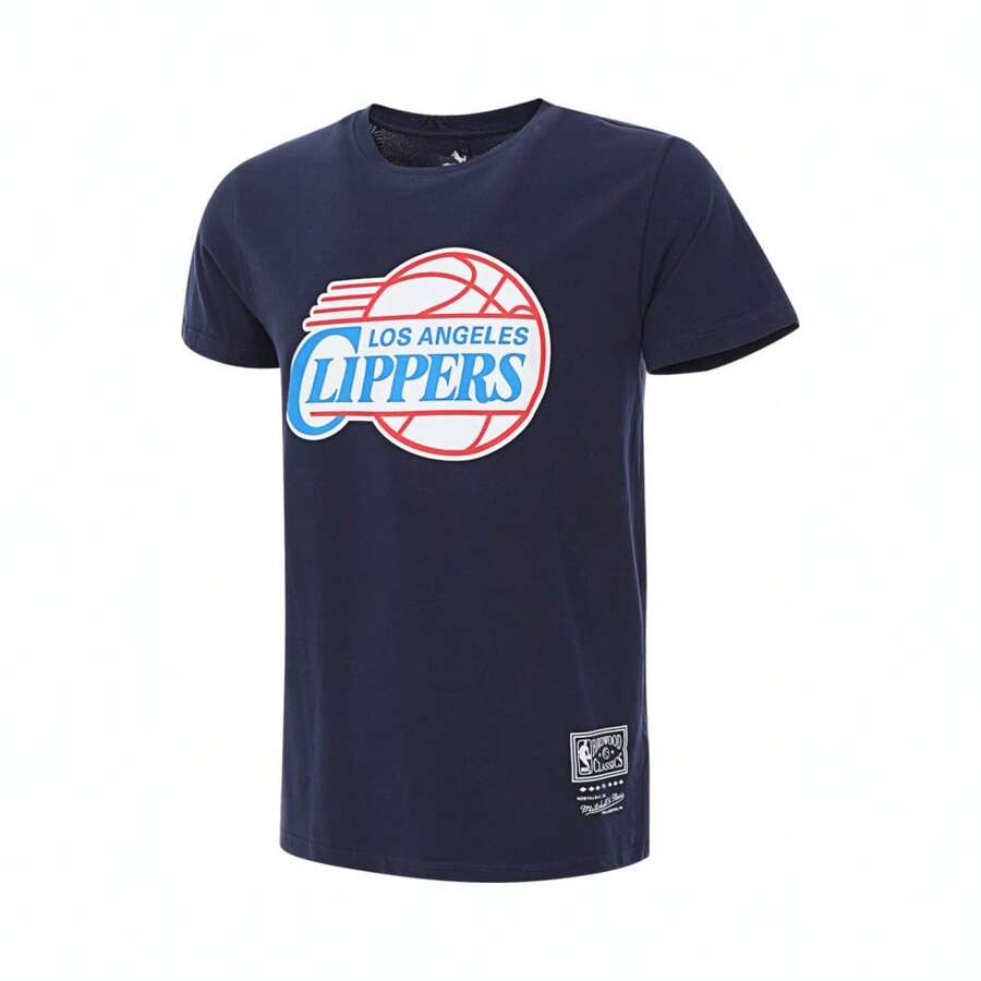Mitchell & Ness 2024 Los Angeles Clippers Lifestyle Short Sleeve T-Shirt, Knitted Collarless Short Tee MN24SSSXT004 (For Both Men & Women)