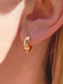 1 对 S925 纯银精致优雅粗圆女士耳环女士珠宝礼物生日礼物派对礼物日常佩戴 - 耳圈 - 查看 3