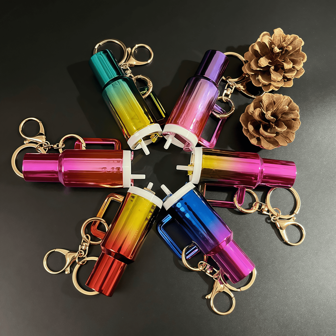 1pc Gradient Color Cute Tumbler Cup Keychain, Detachable Mini Cup Keyring, Creative Personalized Accessory, Lip Balm/Backpack Hanging Ornament, Friend Gift Car Accessories Bag Charm School
