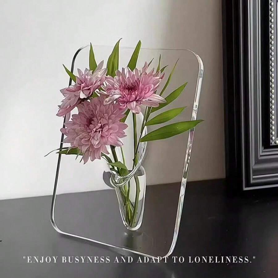 1 pièce Vase à fleurs en acrylique, décoration florale pour le salon, vase hydroponie pour fleurs, pièce de décoration transparente, vase cadre en acrylique, support de fleurs hydroponique, vase à fleurs transparent, décoration de bureau/chambre d'hôtes, décoration de maison, décoration de chambre, cadeau d'art créatif