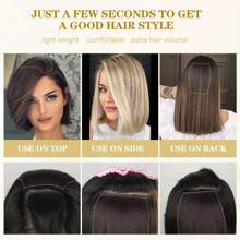 1pc Cabelo Humano Liso Mini Crown Toppers Clip-In Extensões de Cabelo Para Mulheres - 100% Cabelo Humano Real, Grosso e Aparência Natural, Cinza Prateado Misto Loiro Dourado, Fácil de Usar, 2,9"X2,6", 20g, Grampos de Cabelo Extensões de Cabelo