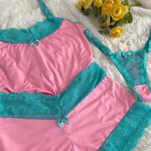 Baby Doll Trio With Shorts And Sensual Adjustment Panties - Pink - View 1