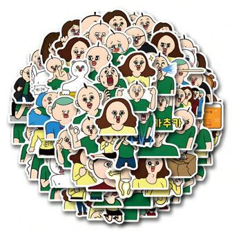 73张趣味贴纸套装，卡通可爱涂鸦防水乙烯基贴纸，适用于水瓶、笔记本电脑、手机、滑板、吉他、行李箱、剪贴簿、头盔、派对装饰和礼品。