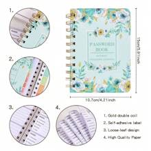 65 Sheets A6 Floral Password Keeper Book With Alphabetical Tap Stickers Hardcover Password Logbook For Internet Website Address Login Secure Password Organizer Journal For School Home Office,School Supplies,Back To School