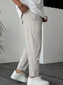 Men's Solid Color Front Tie Pocket Casual Minimalist Cropped Pants