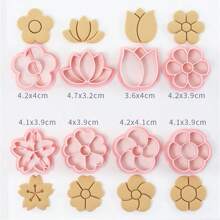 8pcs Cartoon Flower Shaped Biscuit Cookie Cutter For Sugarcraft, Fondant, Baking, Polymer Clay, Steamed Buns - Pink - View 2