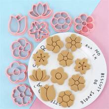 8pcs Cartoon Flower Shaped Biscuit Cookie Cutter For Sugarcraft, Fondant, Baking, Polymer Clay, Steamed Buns - Pink - View 4