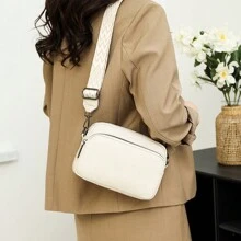 Women's 100% Leather Cell Phone Shoulder Bag. Genuine Leather Shoulder Bag Bag Women Shoulder Bag Luxury Shoulder Bag, Genuine Leather Handbag, Fashionable Women Shoulder Bag, Simple Handbag, Fashionable Women Shoulder Bag Made Of Cowhide - 米色 - 查看 6