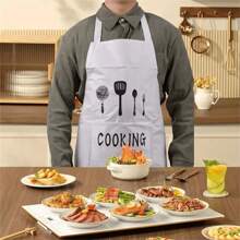 1 chiếc tạp dề chống thấm nước có họa tiết thìa và nĩa, thích hợp cho nhà bếp, sân vườn, sử dụng trong gia đình - Nhiều màu - Xem 8