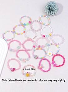 Set de 6 piezas/18 piezas de pulsera con dijes de corona, flor y corazón, pulsera de cuentas con dijes coloridos para niños, adecuado para fiestas, cumpleaños, color aleatorio