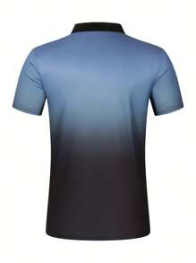 Summer Casual Men's Short-Sleeved Polo Shirt With Half-Open Collar, Men's Gradient Short-Sleeved T-Shirt, For Going Out, For Friends