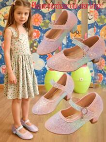 Giày thủy tinh trẻ em, Giày biểu diễn hợp xướng đế mềm cho bé gái, Công chúa hoa, Giày cao gót lấp lánh thời trang mới cho bé gái, Mùa xuân thu - Nhiều màu - Xem 2