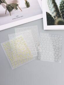 FULL BEAUTY 情人節心形美甲貼紙 - 白色、白金色和玫瑰金，自黏式美甲裝飾貼紙 - 彩色 - 查看 8