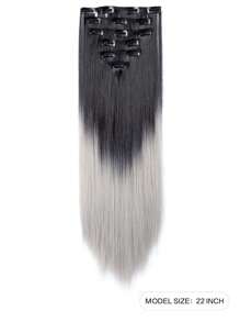 Straight Hair Extensions Long Black Grey Hair Extensions Clip In Hair Extensions For Women 7 Pieces Hair Extensions Fluffy And No Tangled 22-24 Inch - Multicolor - View 6
