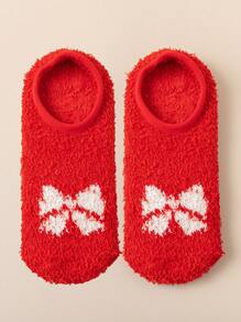 1 Đôi tất silicon chống trượt màu đỏ cho nữ, tất lót sàn trong nhà dày ấm áp họa tiết hoạt hình, tất cổ ngắn cho mùa thu/đông, tất ấm áp - Nhiều màu - Xem 15