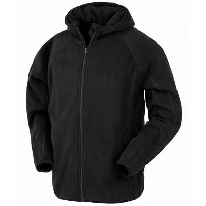 Result Genuine Mens Microfleece Full Zip Hoodie (Black) - 165gsm 100% Polyester