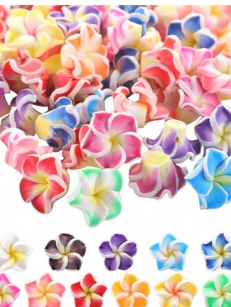 5/15/30pcs Plumeria Clay Beads Colorful Mix Color Handmade Small Flower Spacer Beads For Jewelry Making DIY Bracelet Charm Pendant
