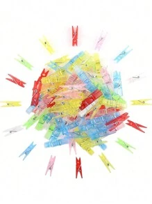 20 piezas/30 piezas/50 piezas/100 piezas Pinzas de plástico de colores, Pinzas para ropa miniatura de 1,4", Pinzas para fotos, Clips de papel para manualidades, Apropiado para el hogar, la escuela, la decoración de manualidades (colores aleatorios)