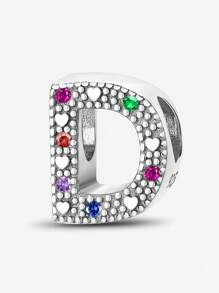 1个925纯银26字母吊坠，配彩色珠子，适合女士手链、手镯DIY饰品制作、周年纪念礼物、优雅女士饰品 - 字母串珠 - 查看 9