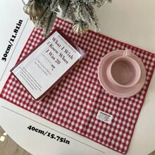 Joivida 1 件复古红格子桌布、餐垫、杯垫、食物摆放背景布、家居装饰 - 紅色 - 查看 3