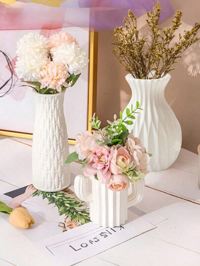 1pc/Vase, Living Room Vase Plastic Vase, Shatterproof Flower Pot, Greenery Planter, Dried Fresh made Ceramic Like, Bedroom, Wedding, Room, Home Desktop, European Moderne Minimalist ative Ornament Birthday Graduation Glass view 4