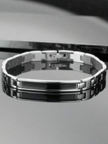 男士 22 厘米长 316L 不锈钢手表链设计手链 适合男士 2025 年派对礼物 - 銀色 - 查看 1