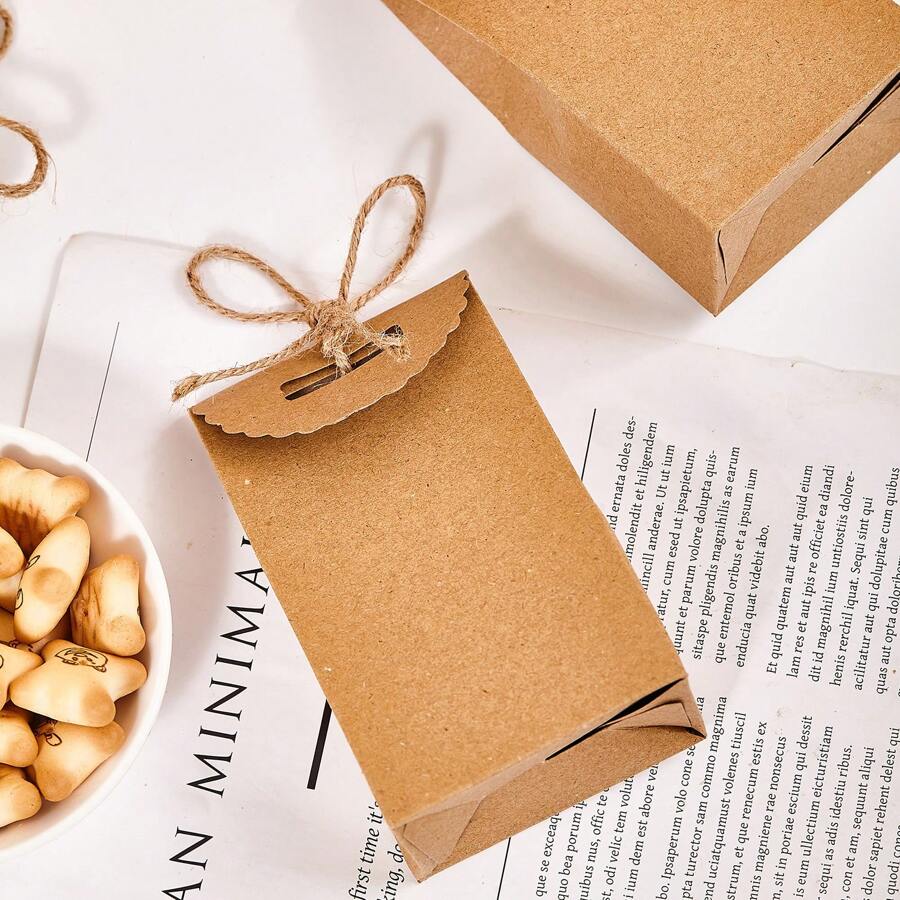 24个装牛皮纸袋配黄麻绳礼品袋糖果袋包装袋 - 牛皮紙袋 - 查看 1