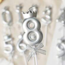 3D Crown Bow 0-9 Digital Candles Birthday Cake Candles Birthday Party Plugin Dress Up Candles