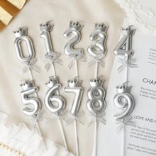 3D Crown Bow 0-9 Digital Candles Birthday Cake Candles Birthday Party Plugin Dress Up Candles