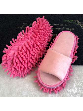1 Pair Removable And Washable Linen Mop Slippers, Unisex Cleaning Slippers