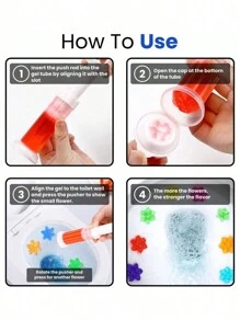 6pcs/Set 6 Colors And Fragrances Toilet Cleaning Gel, Floral Printed Toilet Gel, Floral Fragrance Toilet Deodorizing Gel, Toilet Cleaner, Odor Eliminating Gel, Bathroom Air Freshener, Suitable For Toilet, Bathroom, Cleaning Supplies