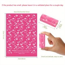 草莓香味宠物粪便袋，粉色草莓垃圾袋和紫色草莓心形宠物垃圾袋，便携户外使用，宠物情人节礼物 - 彩色 - 查看 7