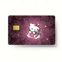 Sanrio 1pc/[Coleção completa de adesivos de cartão Hello Kitty] Porta-cartão de crédito Hello Kitty - Design fofo de desenho animado, poliéster, adesivo de plástico resistente a arranhões, para identificação de estudante, cartão de ônibus, cartão de banco e outros cartões. Acessório da moda