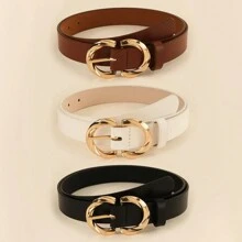 3条装女士双D环腰带，时尚优雅百搭，可搭配T恤/连衣裙，适合日常穿着。 - 彩色 - 查看 21