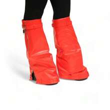 Botas de plataforma con cierre de candado de dobladillo de tela vaquera, pantalones inteligentes - Rojo - Ver 6