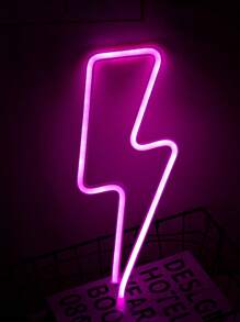 1pc Lightning Neon Light, Multi-Color Lighting, LED Atmosphere Lamp, Personalized Shaped Lamp For Room Decor, Bedside/Desk Decor, Boys Bedroom Decor, Powered By USB 5V 1A Or 3 AA Batteries (Batteries Not Included)