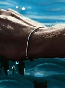 1pc/2pcs Set Stainless Steel Simple Men's Bracelet, Sports & Casual, Waterproof & Won't Fade, Minimalist Design - Multicolor - View 14