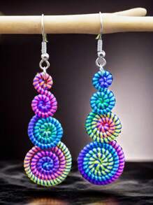 Handmade Colorful Retro Woven Rainbow Earrings, Fashionable Earrings For Women, Elegant Accessories For Home, Casual, Street, Party, Classic Souvenir, Ideal Gift For Valentine's Day, Birthday, Anniversary
