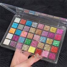 Body Face Chunky Glitter Eyeshadow Palette, Pink White Silver Face Sparkles Glitter Eyeshadow Makeup For Singer Concerts Disco Festival Rave Accessories, Chunky Sequins Mermaid Face Body Hair Glitter Eyeshadow - 1PC - 查看 5