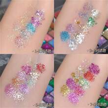 Body Face Chunky Glitter Eyeshadow Palette, Pink White Silver Face Sparkles Glitter Eyeshadow Makeup For Singer Concerts Disco Festival Rave Accessories, Chunky Sequins Mermaid Face Body Hair Glitter Eyeshadow - 1PC - 查看 10