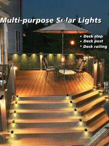 Solar LED Lights Outdoor Waterproof Sensor Stair Step Lights Outdoor Garden Decoration Patio Wall Lights - 暖白色 - 查看 2