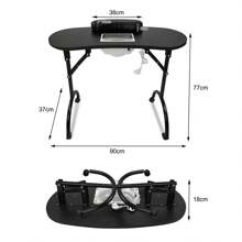 YARDIN Juego de mesa de manicura, mesas de manicura plegables de 90x33x77 cm, que incluyen cojín de mano de PU, aspiradora de uñas, bolsa para el polvo y bolsa de almacenamiento, mesa de manicura móvil para el cuidado de uñas en estudio de uñas (blanco/negro)