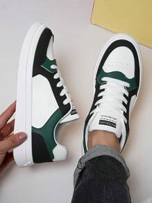 Zapatos casuales versátiles para hombre para exteriores, tenis deportivos de suela plana, de color de contraste, transpirables y antideslizantes - Multicolor - Ver 3