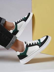 Zapatos casuales versátiles para hombre para exteriores, tenis deportivos de suela plana, de color de contraste, transpirables y antideslizantes - Multicolor - Ver 5
